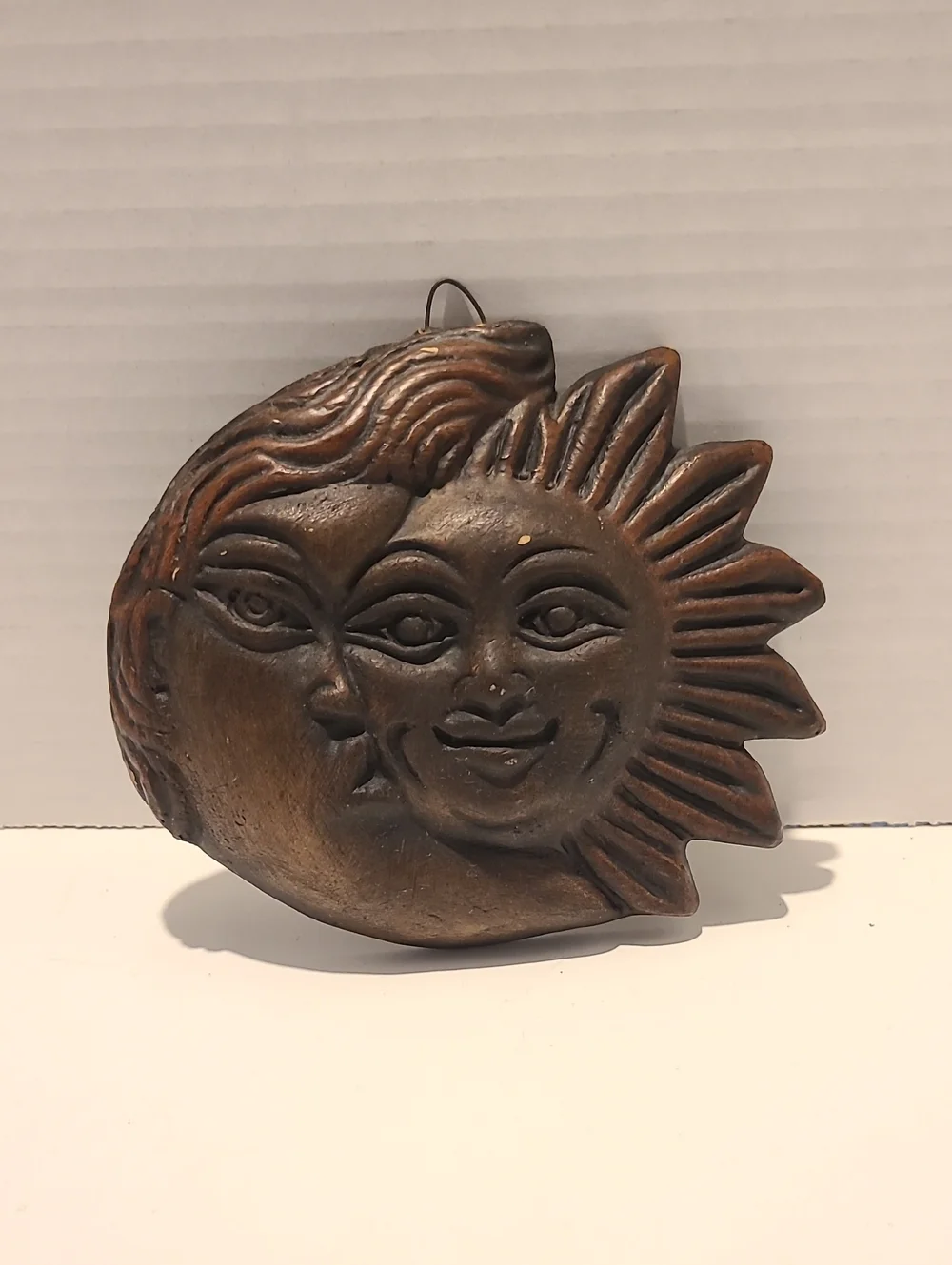 Bronze-Tone Sun and Moon Wall Plaque - Decorative Home Art